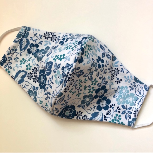 25% OFF 2/More Blue Floral Face Mask OSFM Cotton - Picture 4 of 8
